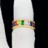 Colorful Baguette Eternity Gold Iced Out Ring .925 Sterling Silver -Luxe Jewelry Sales colorful baguette eternity gold iced out ring 925 sterling silver hiphopbling 687374