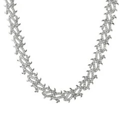 Crown Of Thorns White Gold CZ Bling Bling Chain
