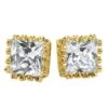 Crown Princess Cut CZ Earrings -Luxe Jewelry Sales crown princess cut cz earrings yellow gold hiphopbling 397354