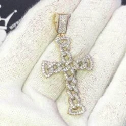 Cuban Link Cross VVS CZ 10K Yellow Gold Pendant 7 Cuban Link Cross VVS CZ 10K Yellow Gold Pendant -Luxe Jewelry Sales cuban link cross vvs cz 10k yellow gold pendant hiphopbling 219750