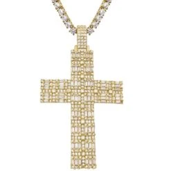 Custom Fat Baguette Cross Pendant In White / Yellow Gold 9 Custom Fat Baguette Cross Pendant In White / Yellow Gold -Luxe Jewelry Sales custom fat baguette cross pendant in white yellow gold hiphopbling 307614