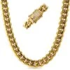 CZ Diamond Lock Cuban Chain 14MM Gold Steel -Luxe Jewelry Sales cz diamond lock cuban chain 14mm gold steel 20 hiphopbling 867672