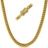 CZ Diamond Lock Cuban Chain 8MM Gold Steel -Luxe Jewelry Sales cz diamond lock cuban chain 8mm gold steel 20 in hiphopbling 815984