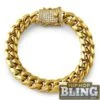 CZ Diamond Lock Gold Steel Cuban Bracelet 12MM -Luxe Jewelry Sales cz diamond lock gold steel cuban bracelet 12mm hiphopbling 585269
