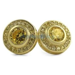 CZ Solitaire Circle Bling Earrings -Luxe Jewelry Sales cz solitaire circle bling earrings canary gold hiphopbling 120285