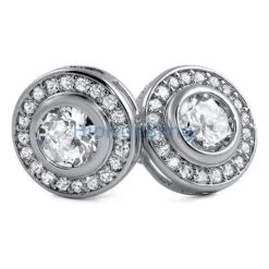 CZ Solitaire Circle Bling Earrings -Luxe Jewelry Sales cz solitaire circle bling earrings white gold hiphopbling 555470