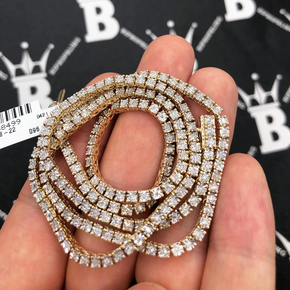Diamond Tennis Chain In 10K Yellow Gold Miracle Setting 3 Diamond Tennis Chain In 10K Yellow Gold Miracle Setting