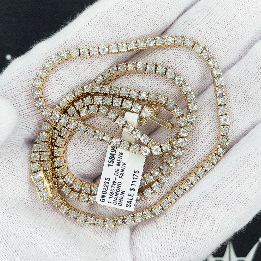 Diamond Tennis Chain In 10K Yellow Gold Miracle Setting 7 Diamond Tennis Chain In 10K Yellow Gold Miracle Setting - Image 5