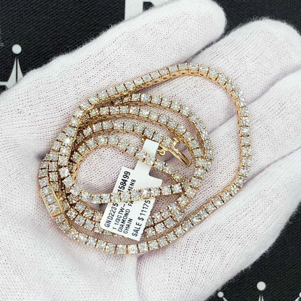 Diamond Tennis Chain In 10K Yellow Gold Miracle Setting 4 Diamond Tennis Chain In 10K Yellow Gold Miracle Setting - Image 2