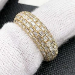 Domed Emerald Cut Eternity Band Diamond Ring 3.46cttw 14K Yellow Gold -Luxe Jewelry Sales domed emerald cut eternity band diamond ring 346cttw 14k yellow gold hiphopbling 171573