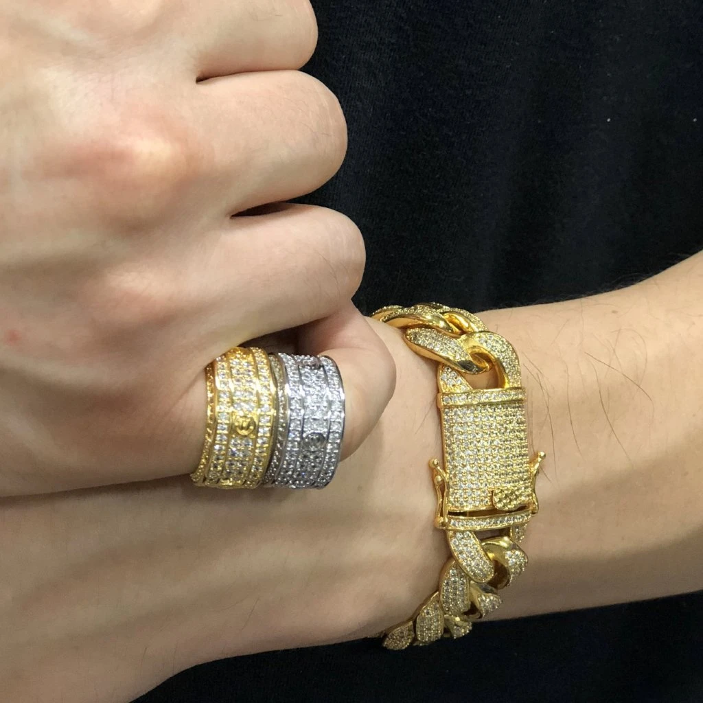 Eternity Band Flathead CZ Gold Bling Bling Ring 7 Eternity Band Flathead CZ Gold Bling Bling Ring - Image 5