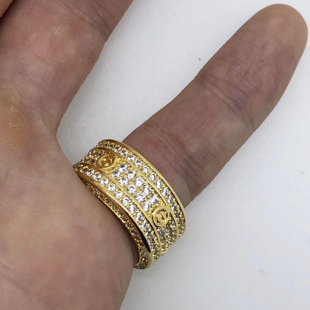 Eternity Band Flathead CZ Gold Bling Bling Ring 4 Eternity Band Flathead CZ Gold Bling Bling Ring - Image 2