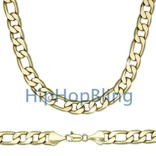Figaro 12mm 24 Inch Gold Plated Hip Hop Chain Necklace 3 Figaro 12mm 24 Inch Gold Plated Hip Hop Chain Necklace
