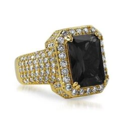 Fully Iced Lab Black Diamond Gold Hip Hop Ring