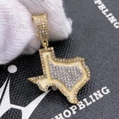 Glow In The Dark Texas Diamond Pendant .38cttw 10K Yellow Gold -Luxe Jewelry Sales glow in the dark texas diamond pendant 38cttw 10k yellow gold hiphopbling 576580
