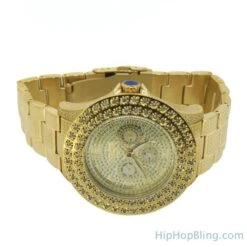 Gold 2 Row .50 Carat Diamond Hip Hop Watch -Luxe Jewelry Sales gold 2 row 50 carat diamond hip hop watch hiphopbling 234332