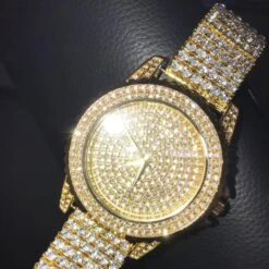 Gold All Bling Bling Custom Watch Iced Out Band -Luxe Jewelry Sales gold all bling bling custom watch iced out band hiphopbling 102037