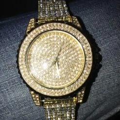 Gold All Bling Bling Custom Watch Iced Out Band -Luxe Jewelry Sales gold all bling bling custom watch iced out band hiphopbling 804090