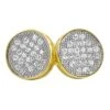 Gold Circle CZ Micro Pave Iced Out Earrings