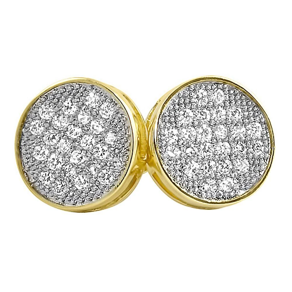 Gold Circle CZ Micro Pave Iced Out Earrings 3 Gold Circle CZ Micro Pave Iced Out Earrings