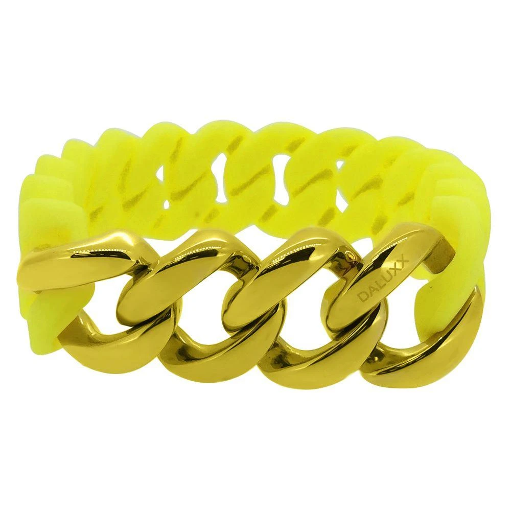 Gold Cuban Yellow Rubber Bracelet 3 Gold Cuban Yellow Rubber Bracelet