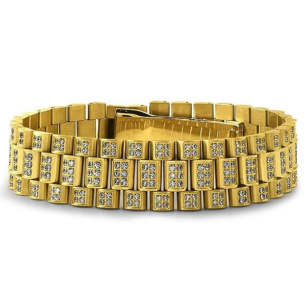 Gold Full CZ President Bracelet 3 Gold Full CZ President Bracelet