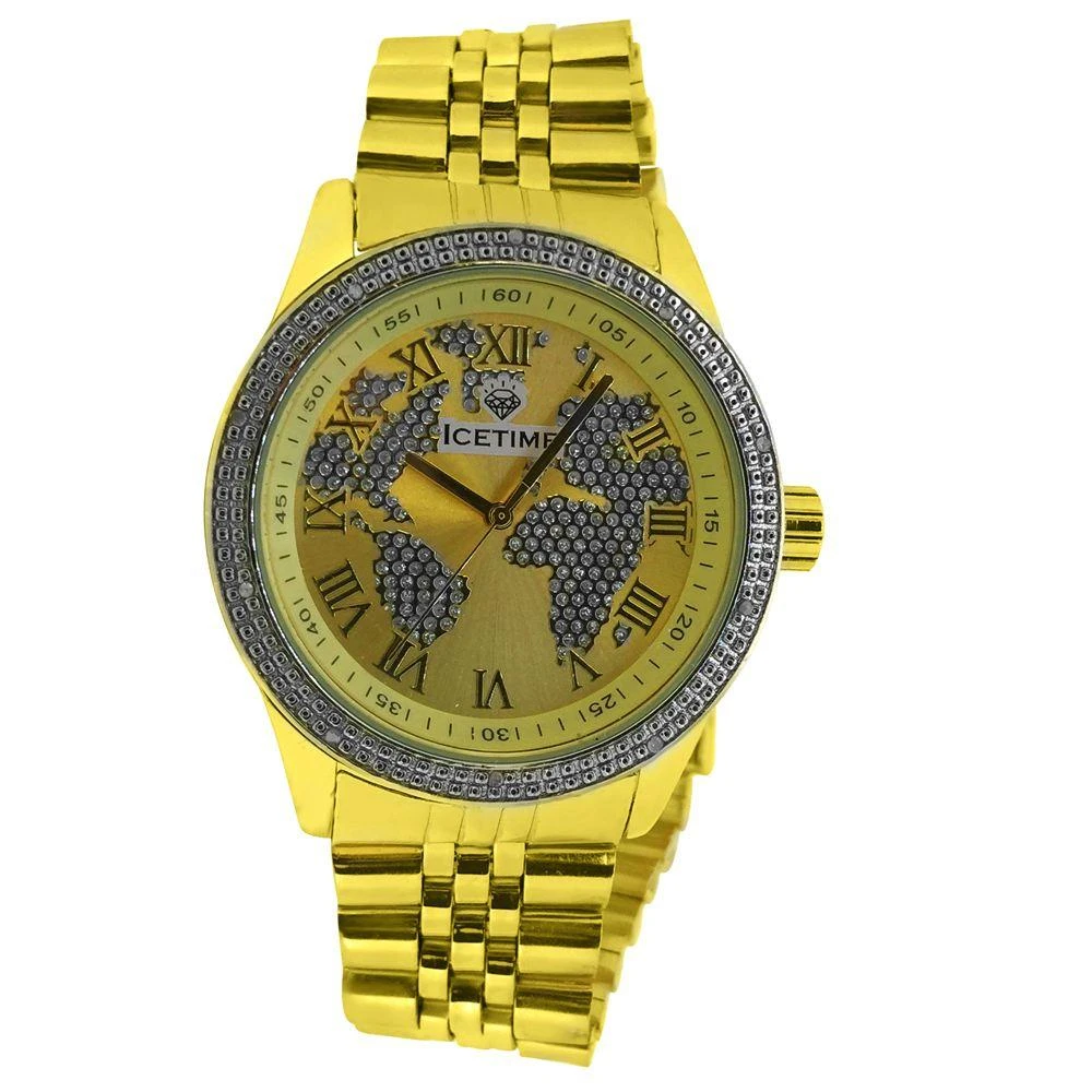 Gold IceTime Continential .10ct Diamond HipHop Watch 3 Gold IceTime Continential .10ct Diamond HipHop Watch