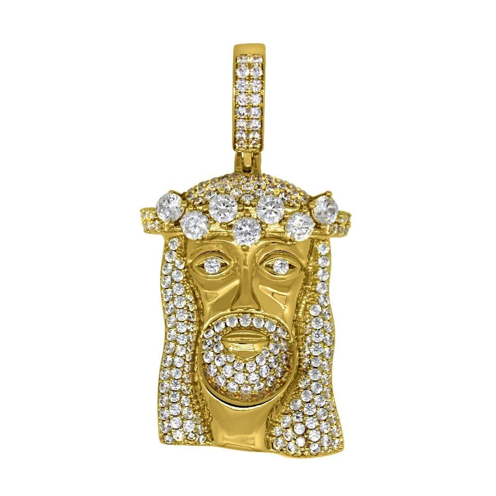 Gold Jesus Piece Custom CZ Bling Bling Pendant 3 Gold Jesus Piece Custom CZ Bling Bling Pendant