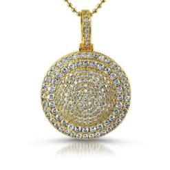 Gold Saturn Iced Out Medallion Bling Bling Pendant