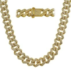Gold Turkish Cuban 19MM CZ Hip Hop Iced Out Chain