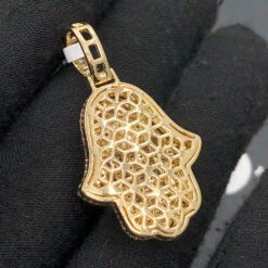 Hamsa Hand Baguette 1.88cttw Diamond Pendant 10K Gold -Luxe Jewelry Sales hamsa hand baguette 188cttw diamond pendant 10k gold hiphopbling 785260