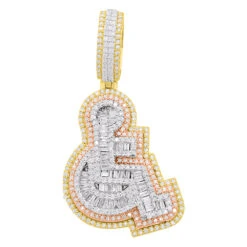 Handicap Baguette Diamond Pendant 1.30cttw 3 Tone 10K Gold