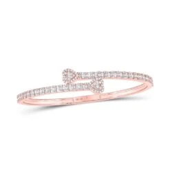 Heart Baguette Diamond Bangle Bracelet 10K Gold -Luxe Jewelry Sales heart baguette diamond bangle bracelet 10k gold 10k rose gold hiphopbling 614911