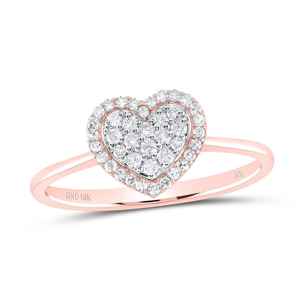 Heart Halo Solitaire Diamond Ring 10K Gold 4 Heart Halo Solitaire Diamond Ring 10K Gold - Image 2