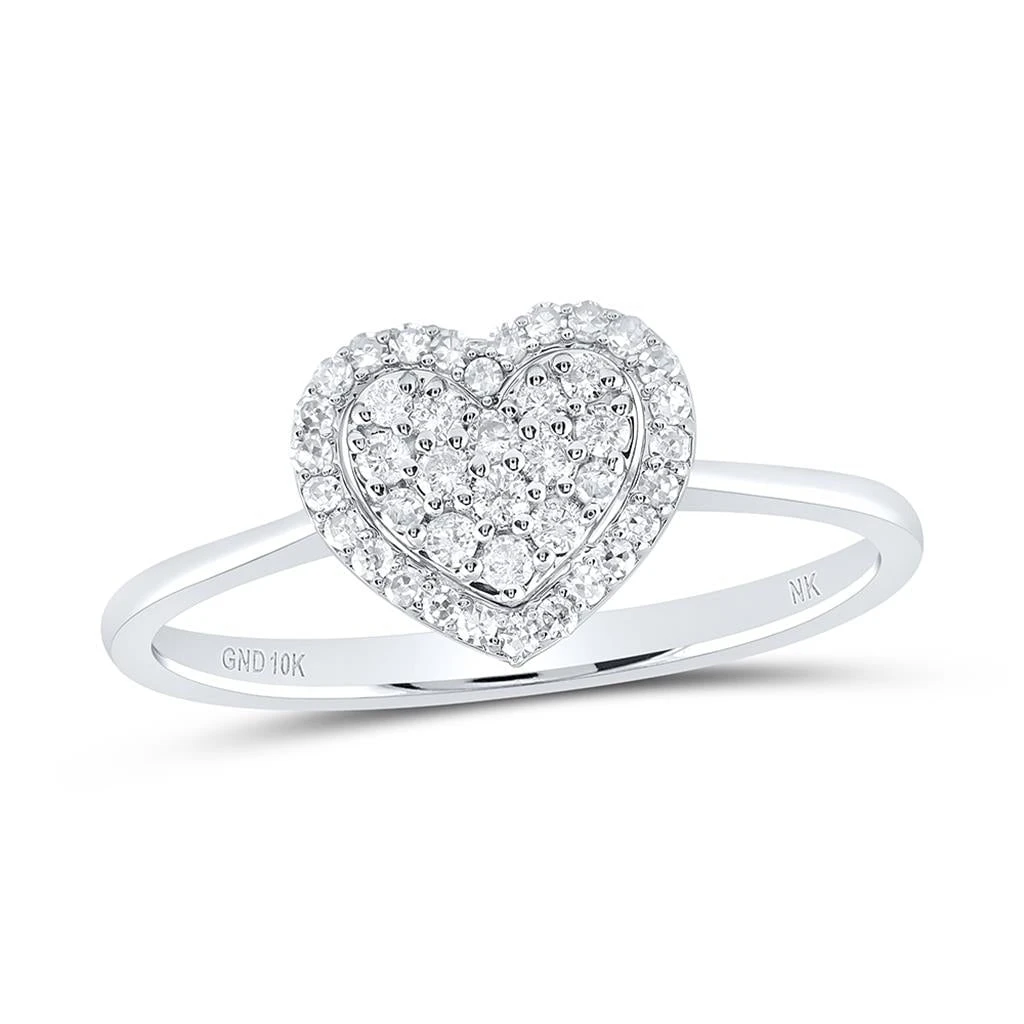 Heart Halo Solitaire Diamond Ring 10K Gold 5 Heart Halo Solitaire Diamond Ring 10K Gold - Image 3