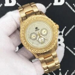 Heavy Gold BLING 1 Row .25cttw Diamond Watch Icetime