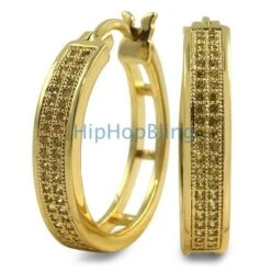 Hoops 2 Row CZ Micro Pave Earrings -Luxe Jewelry Sales hoops 2 row cz micro pave earrings canary gold hiphopbling 652721