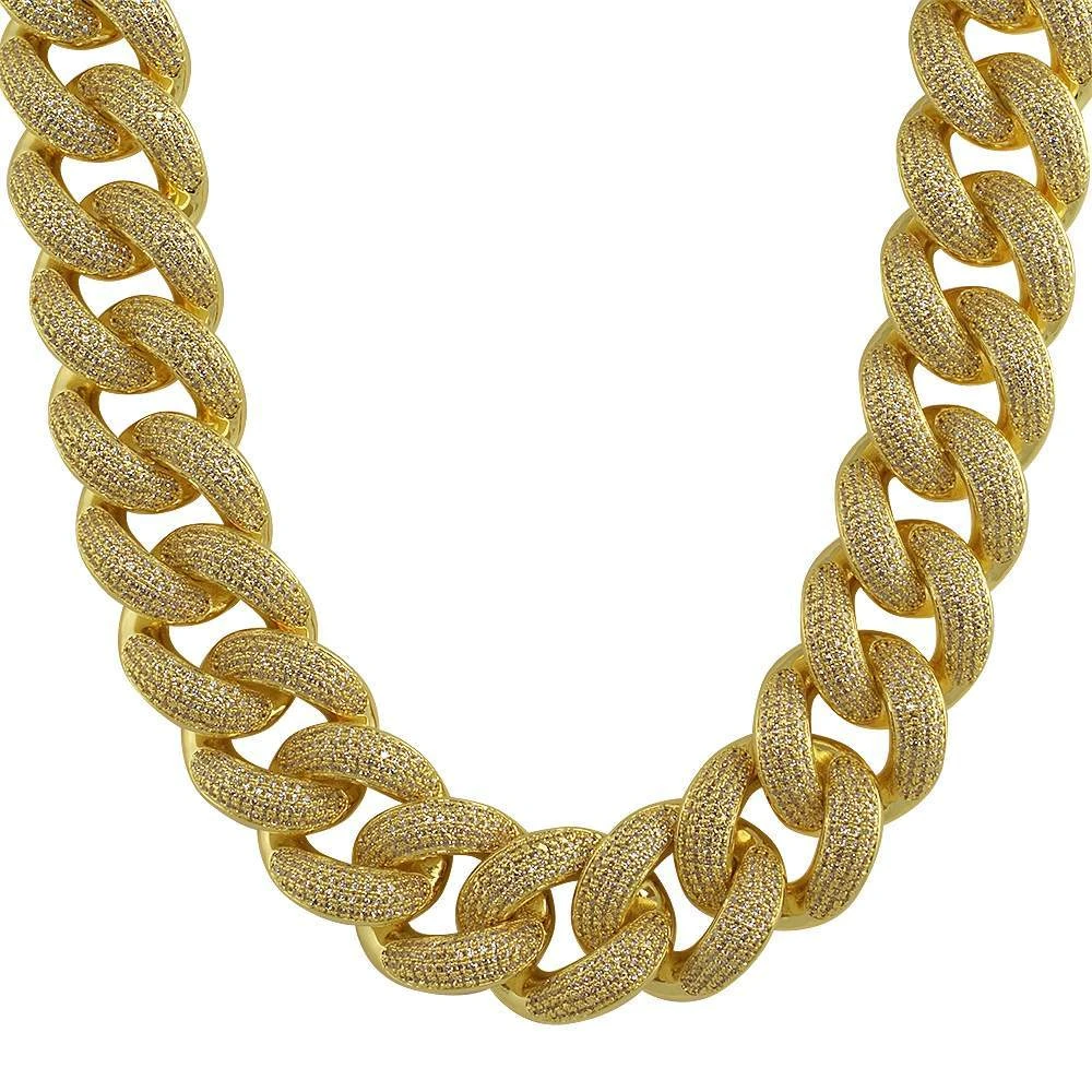 HUGE 24MM 3D Cuban Bling Bling Chain White/Yellow Gold 4 HUGE 24MM 3D Cuban Bling Bling Chain White/Yellow Gold - Image 2