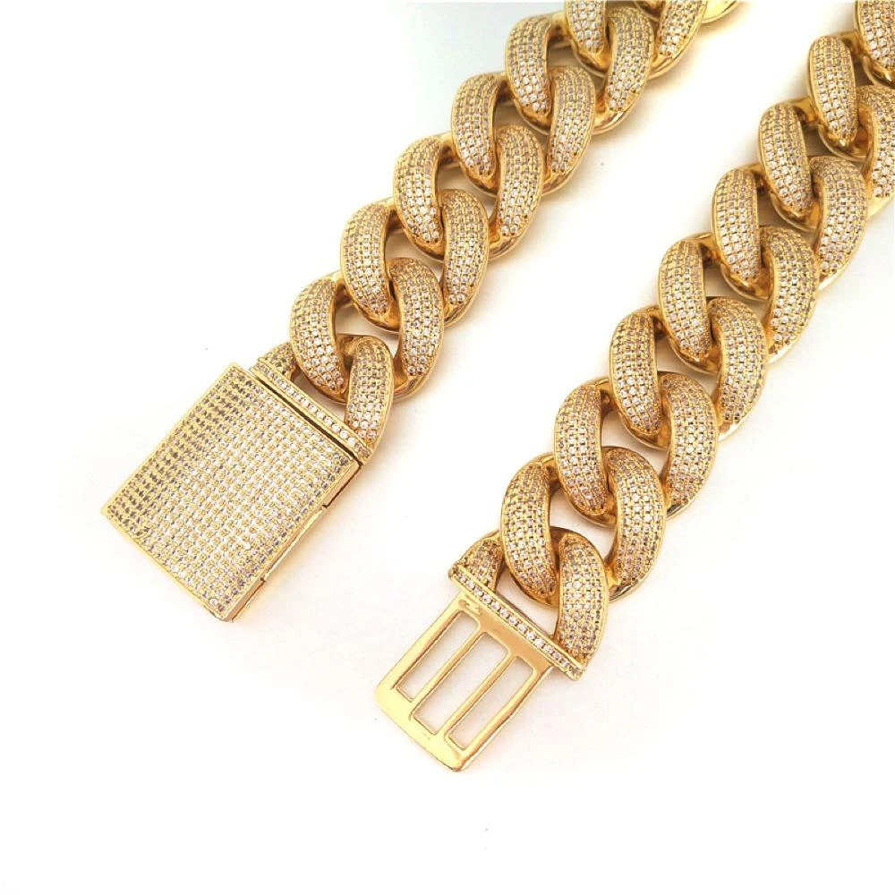 HUGE 24MM 3D Cuban Bling Bling Chain White/Yellow Gold 7 HUGE 24MM 3D Cuban Bling Bling Chain White/Yellow Gold - Image 5