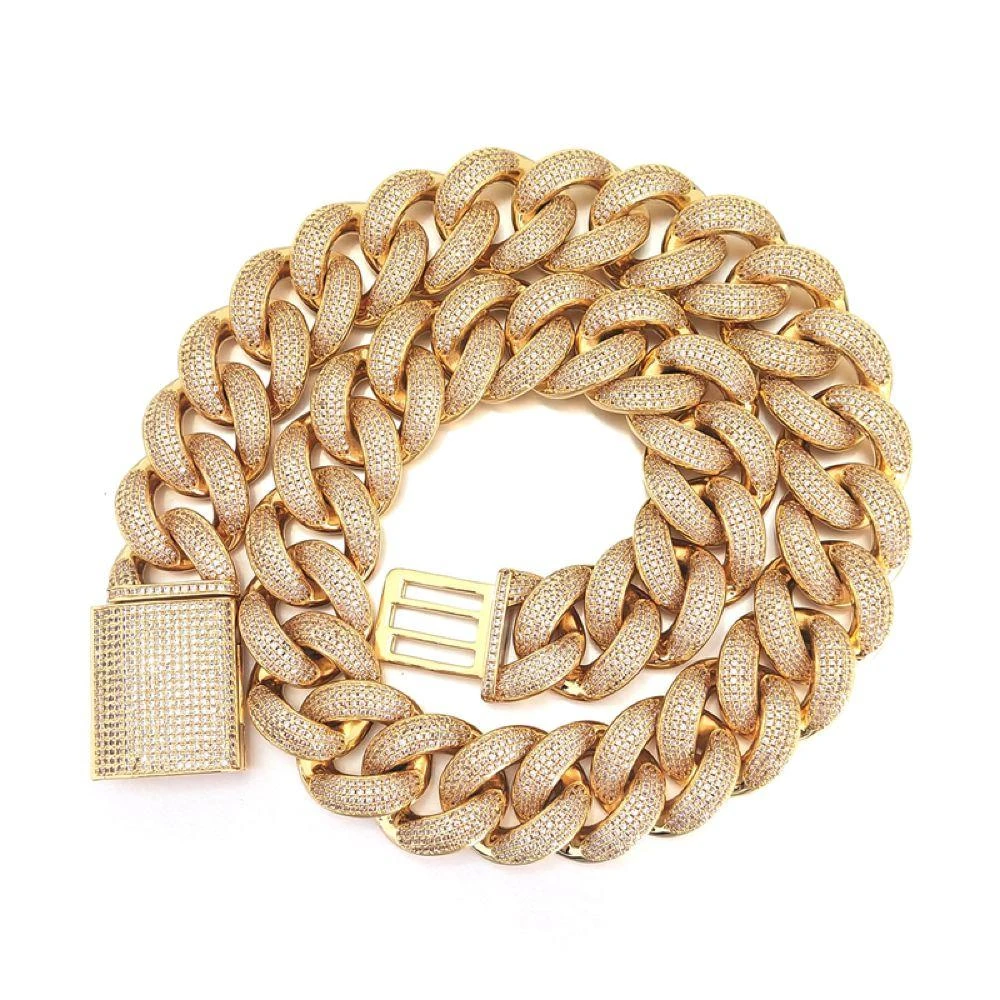 HUGE 24MM 3D Cuban Bling Bling Chain White/Yellow Gold 8 HUGE 24MM 3D Cuban Bling Bling Chain White/Yellow Gold - Image 6