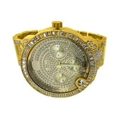 Huge Baguette Bezel Gold Bling Bling Watch