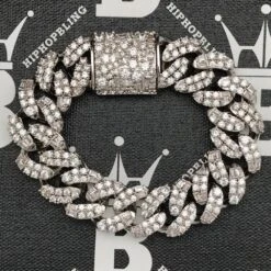 Ice Medley Cuban Bling Bling Bracelet 20MM White/Yellow Gold -Luxe Jewelry Sales ice medley cuban bling bling bracelet 20mm whiteyellow gold hiphopbling 811416