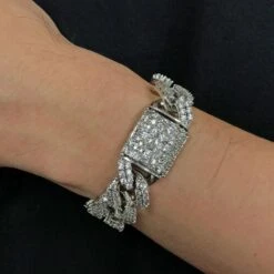 Ice Medley Cuban Bling Bling Bracelet 20MM White/Yellow Gold -Luxe Jewelry Sales ice medley cuban bling bling bracelet 20mm whiteyellow gold white gold 7 hiphopbling 585394