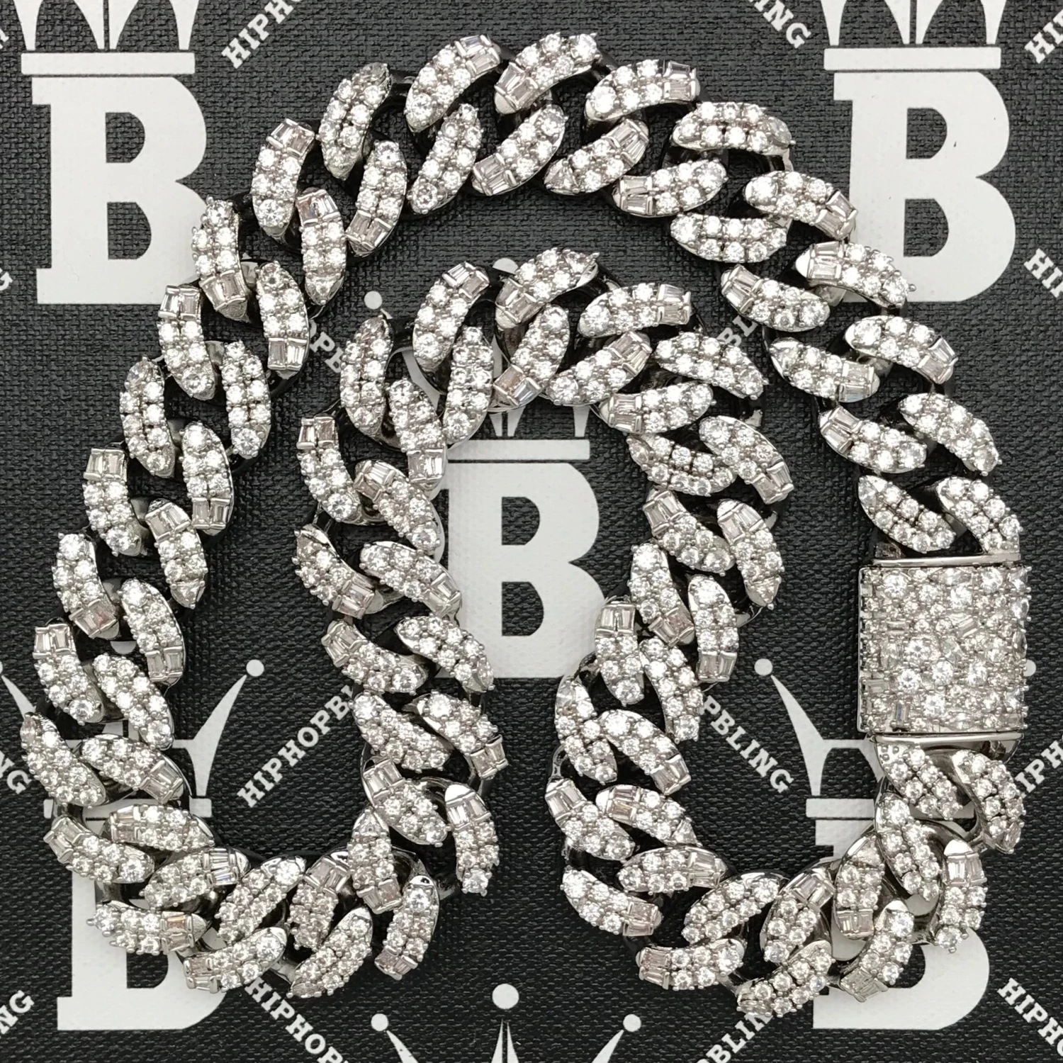 Ice Medley Cuban Bling Bling Chain 20MMWhite / Yellow Gold 7 Ice Medley Cuban Bling Bling Chain 20MMWhite / Yellow Gold - Image 5