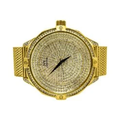 Icey Dial Bling Bling Gold Mesh Band Watch