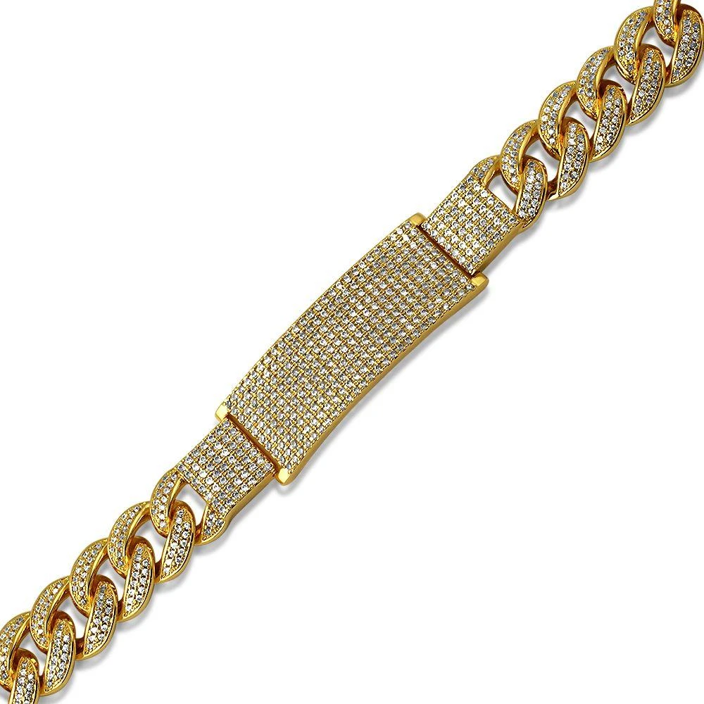 ID Cuban Bracelet Micro Pave Bling Gold Bracelet 3 ID Cuban Bracelet Micro Pave Bling Gold Bracelet