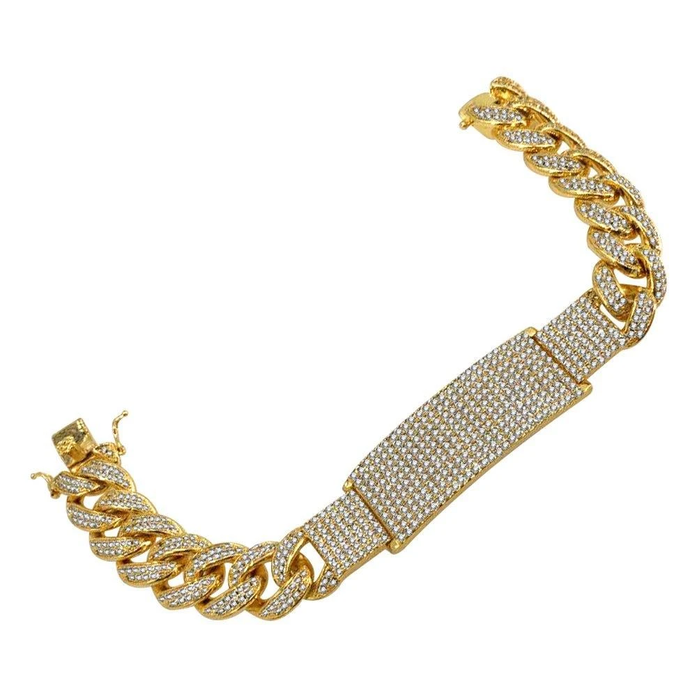 ID Cuban Bracelet Micro Pave Bling Gold Bracelet 4 ID Cuban Bracelet Micro Pave Bling Gold Bracelet - Image 2