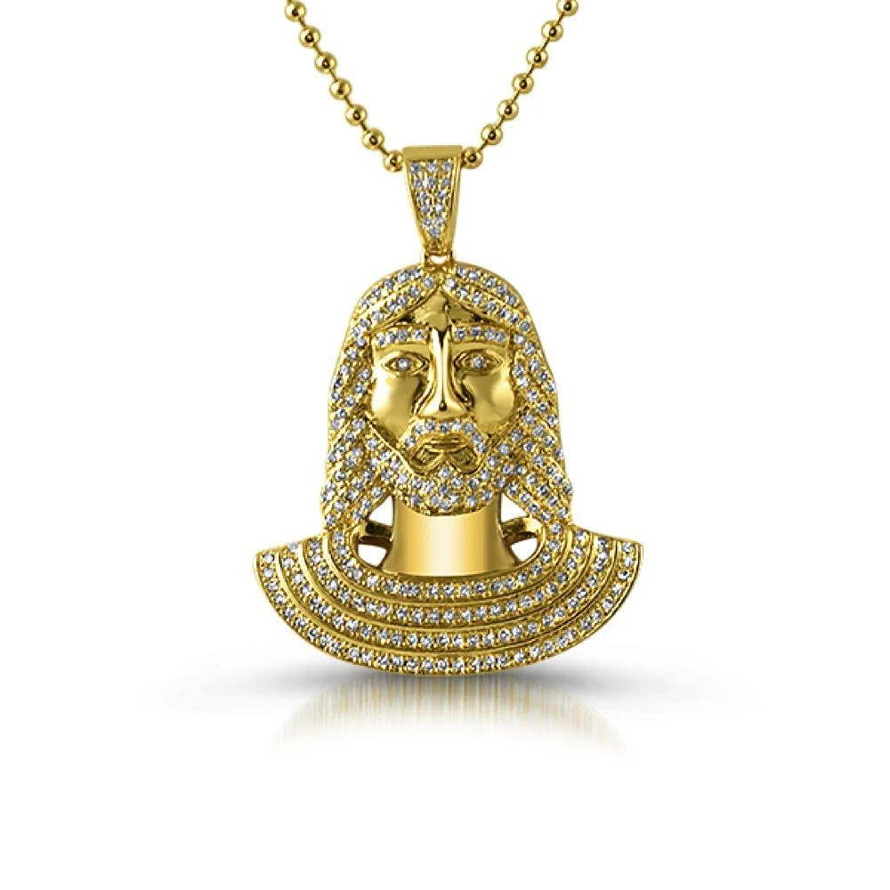 Jesus Bust CZ Micro Pave Gold Pendant 3 Jesus Bust CZ Micro Pave Gold Pendant