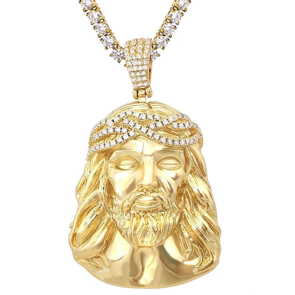 Jesus Piece Detailed Pendant In White / Yellow Gold 3 Jesus Piece Detailed Pendant In White / Yellow Gold