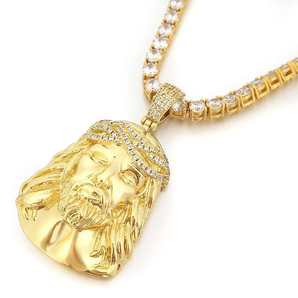 Jesus Piece Detailed Pendant In White / Yellow Gold 4 Jesus Piece Detailed Pendant In White / Yellow Gold - Image 2